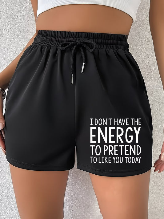 Women's Sassy Letter Print Drawstring Shorts – Comfortable Stretch Fabric