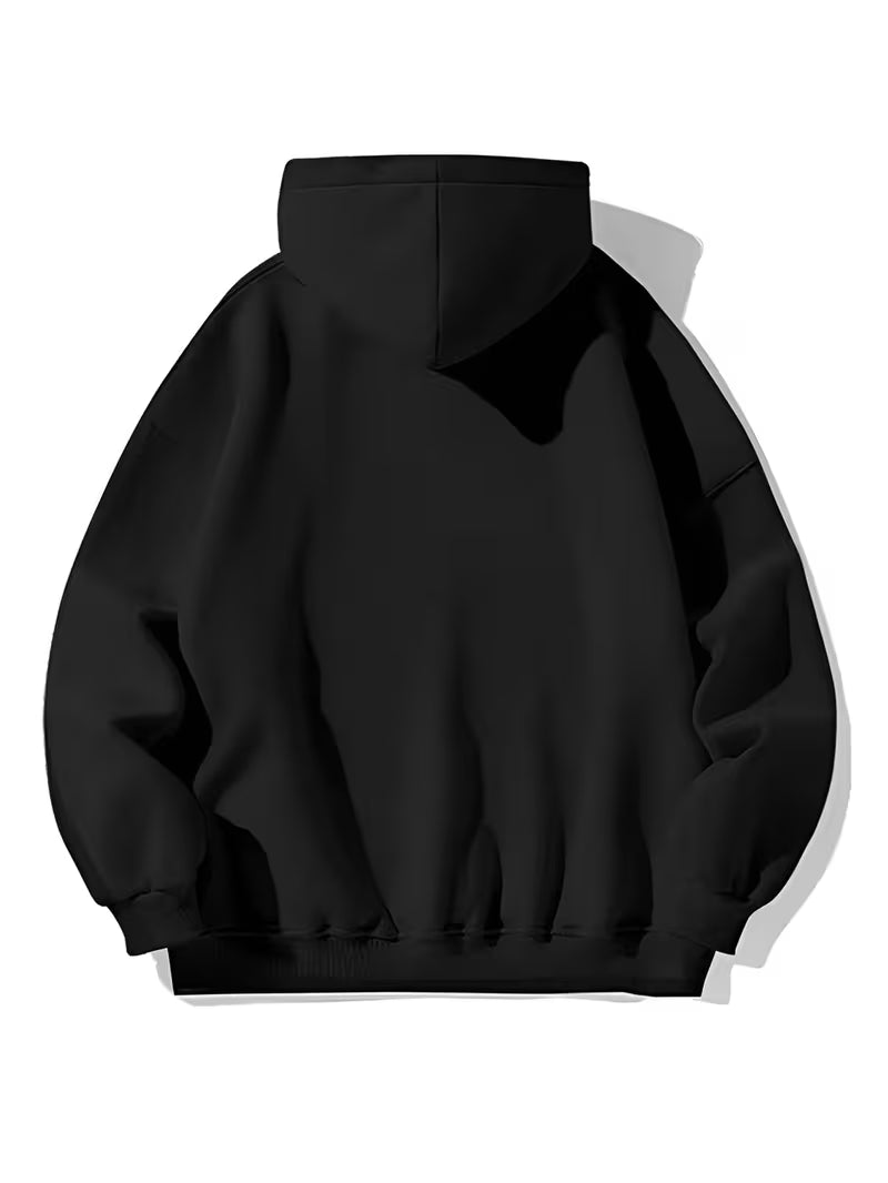 Women's Fleece Pullover Hoodie with Golden Double Heart Print