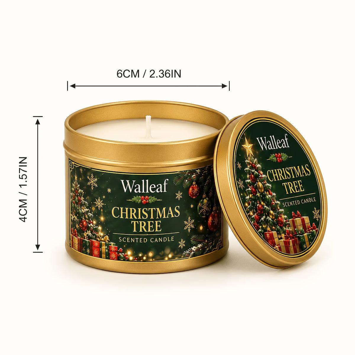 Set of 4 Christmas Scented Metal Candles