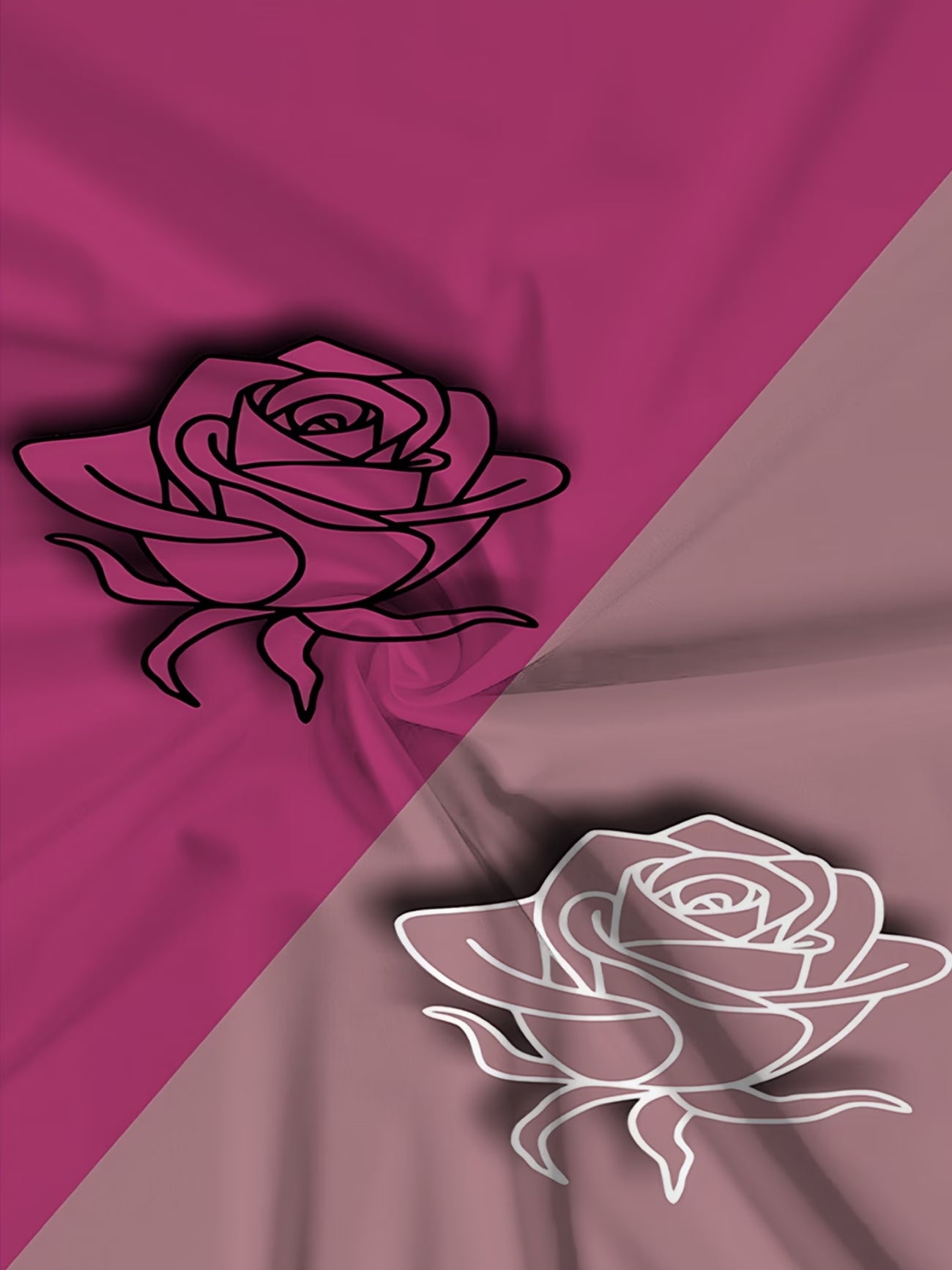 Women'S Fashion Double-Layer T-Shirt, Deep Rose