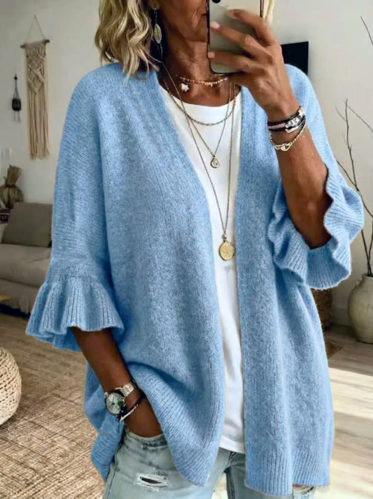 Plus Size Women's Elegant Cardigan – Easy Design Versatile Sweater Jacket