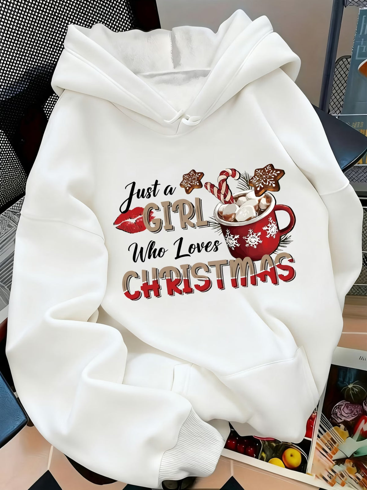 Christmas Pattern Drawstring Hoodie
