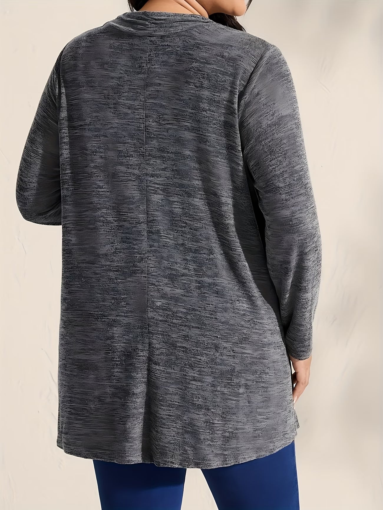 Plus Size Women'S Elegant Open Collar Button-Front Cardigan Sweater
