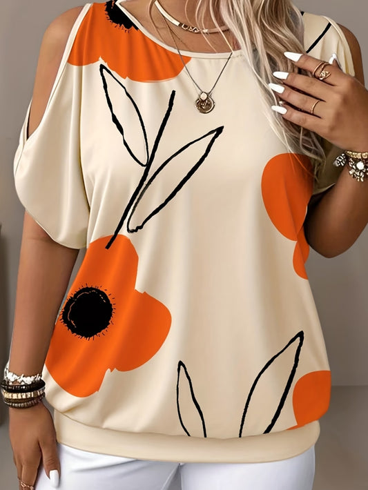 Women's Plus Size Floral Tie-Shoulder Top