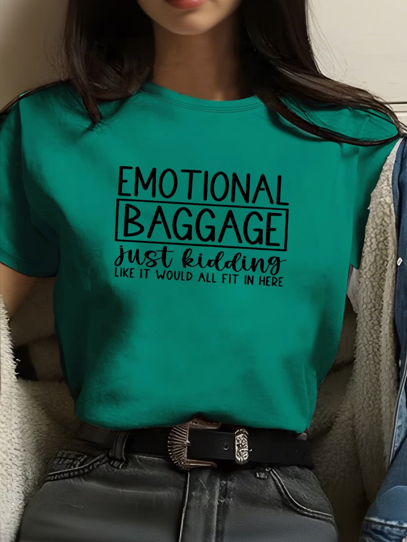 Emotional Baggage Graphic Print Casual Top