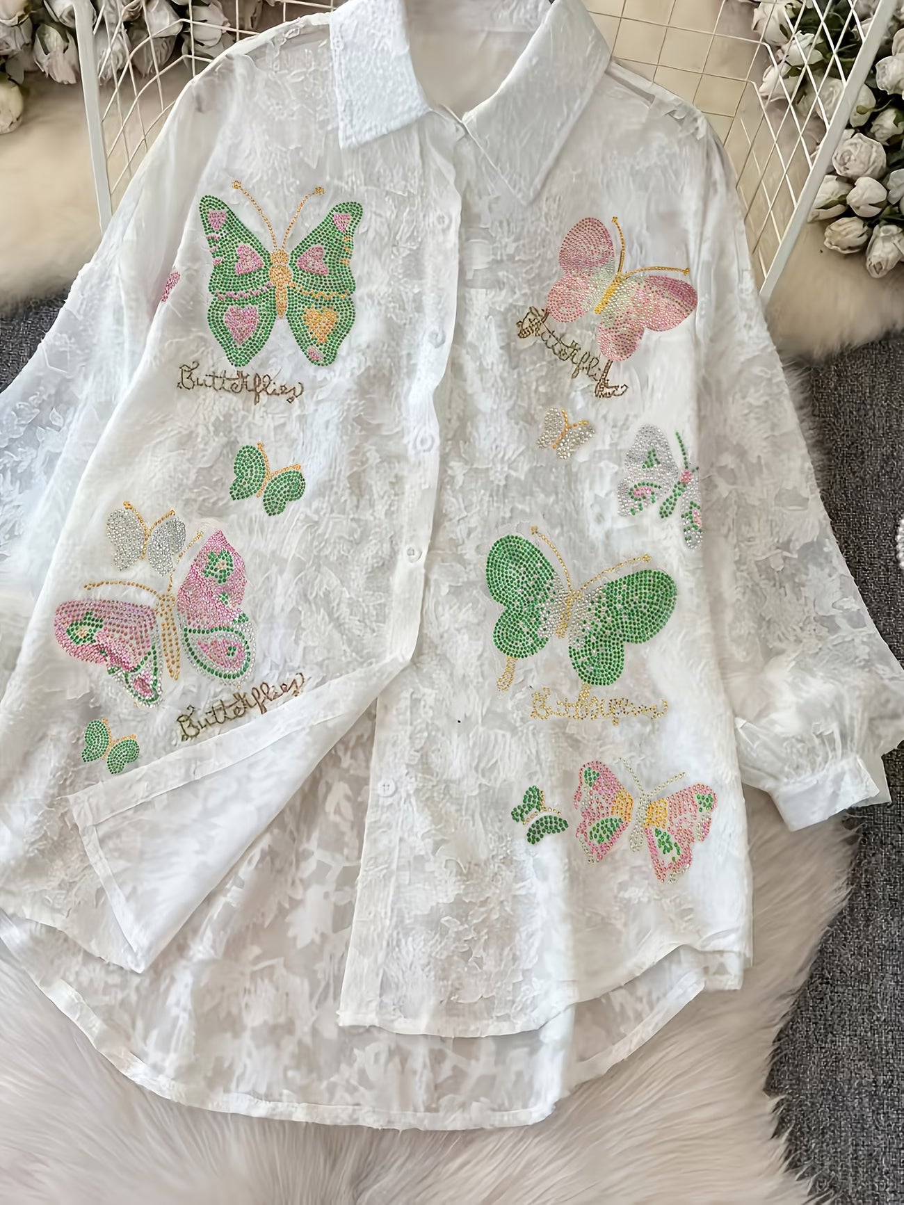 Elegant Butterfly Print Blouse