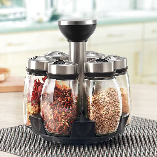 6-Jar Revolving Spice Rack Organizer Holder,