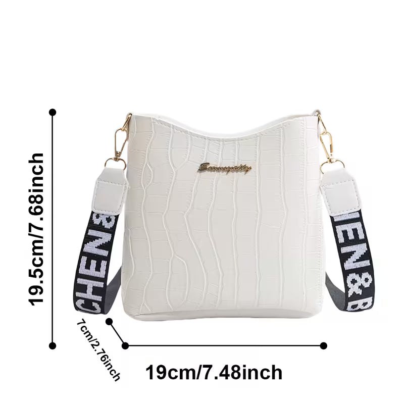Luxury Glamorous Golden Text Print Women'S Crossbody Bag, with Zipper Closure, Adjustable Shoulder Strap, 2D Printed Pattern,