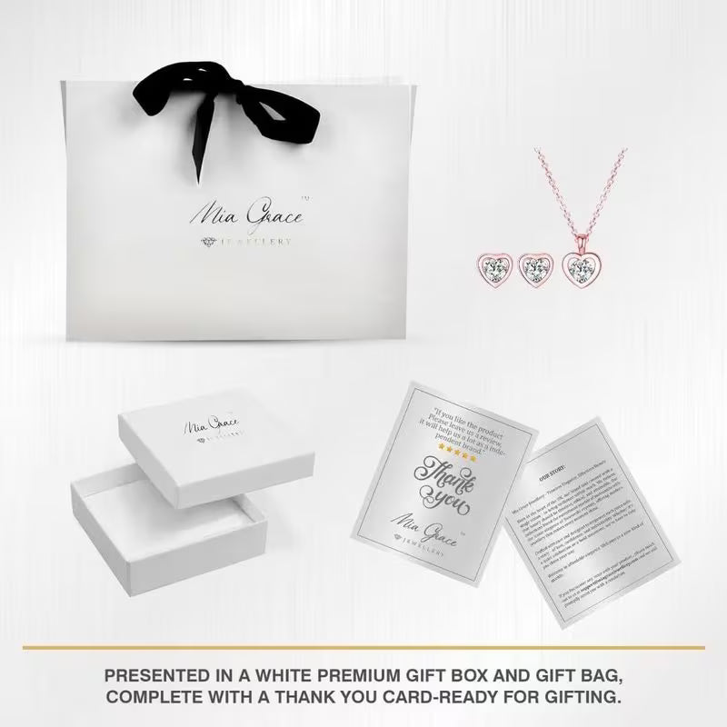 Austrian Crystal Heart Pendant & Earrings Set for Women