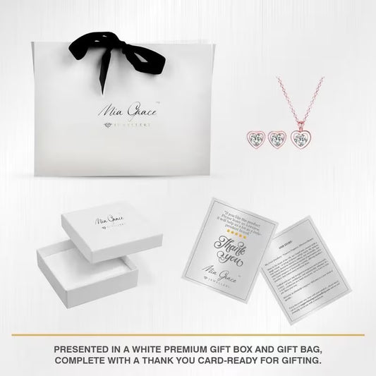 Austrian Crystal Heart Pendant & Earrings Set for Women