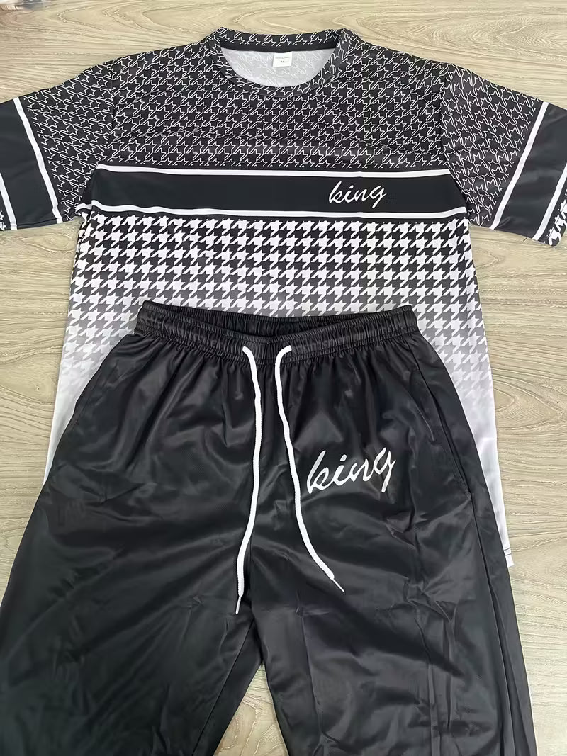 2pcs Men's Gradient Colorblock Athletic Set