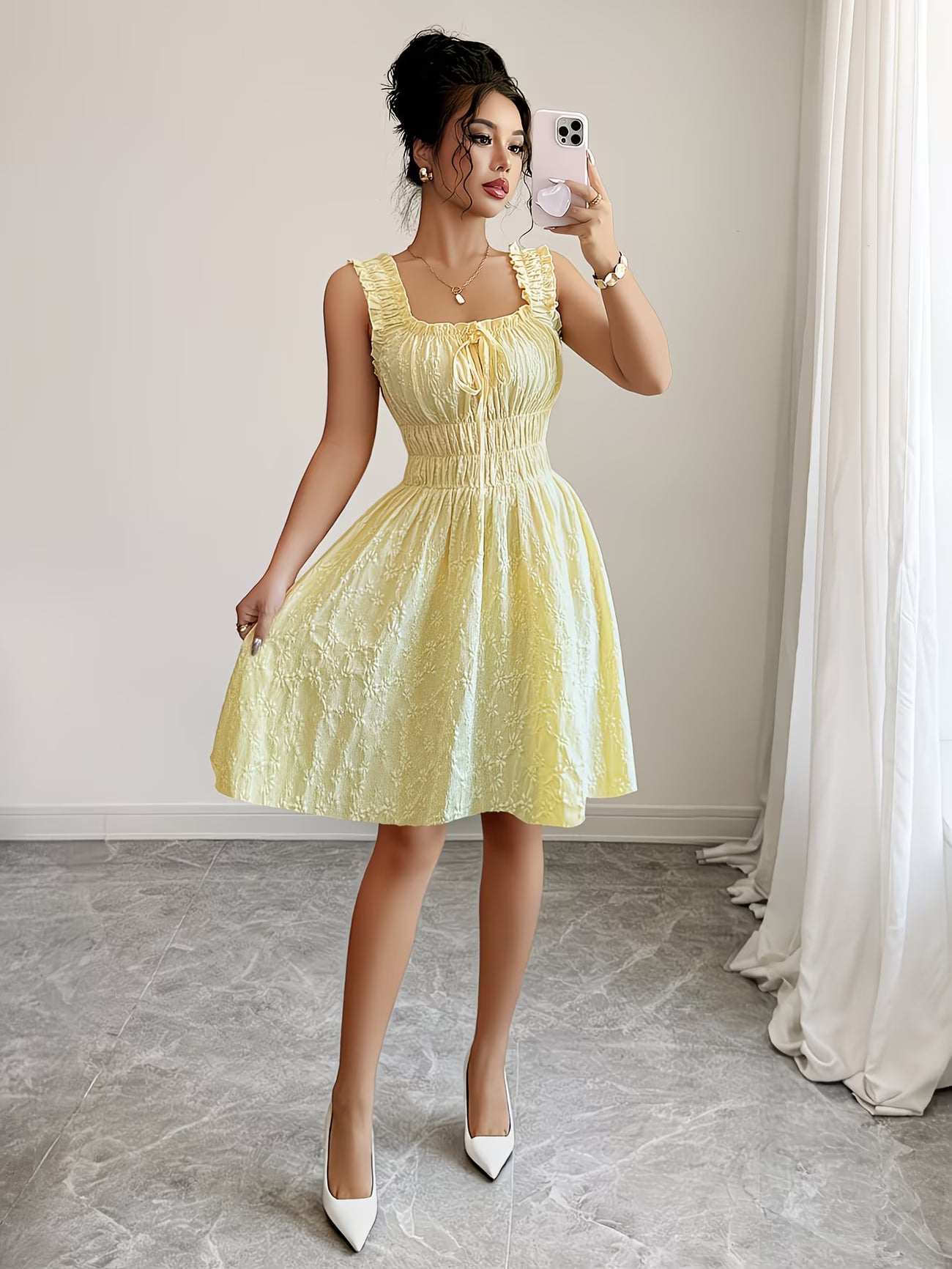 Bow Detail Sleeveless A-Line Mini Dress
