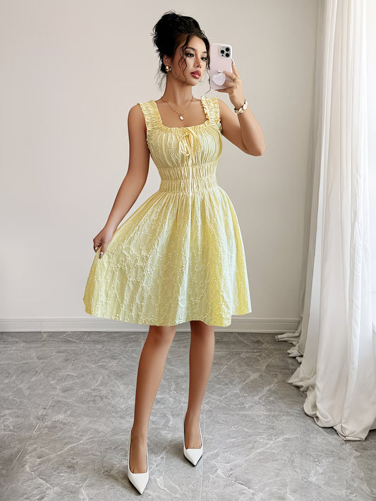 Bow Detail Sleeveless A-Line Mini Dress