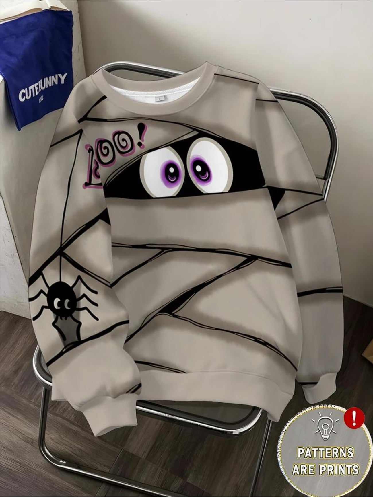 Mummy BOO Spider Halloween Print Sweatshirt