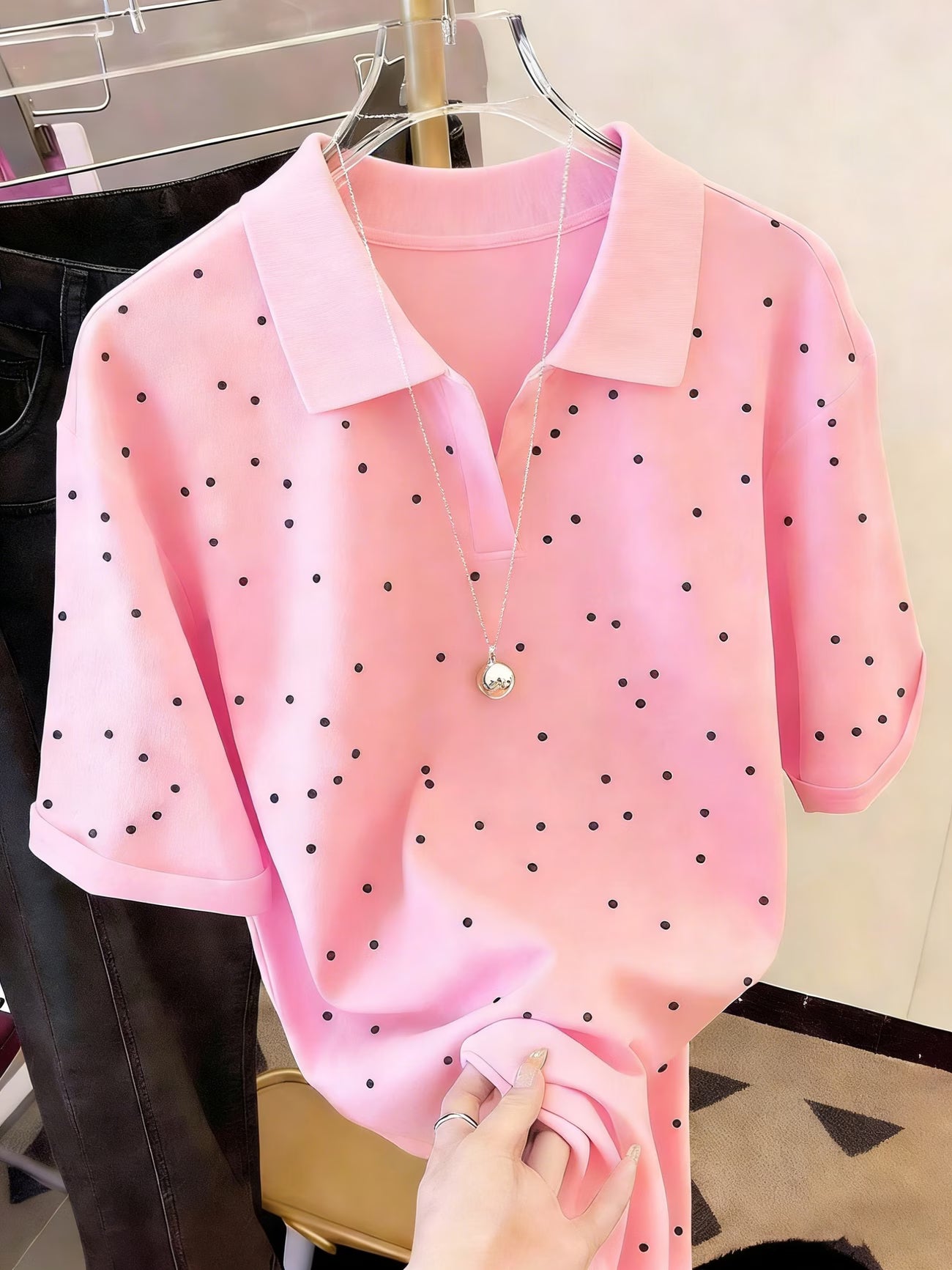 Pink Polka Dot Women's Shirt