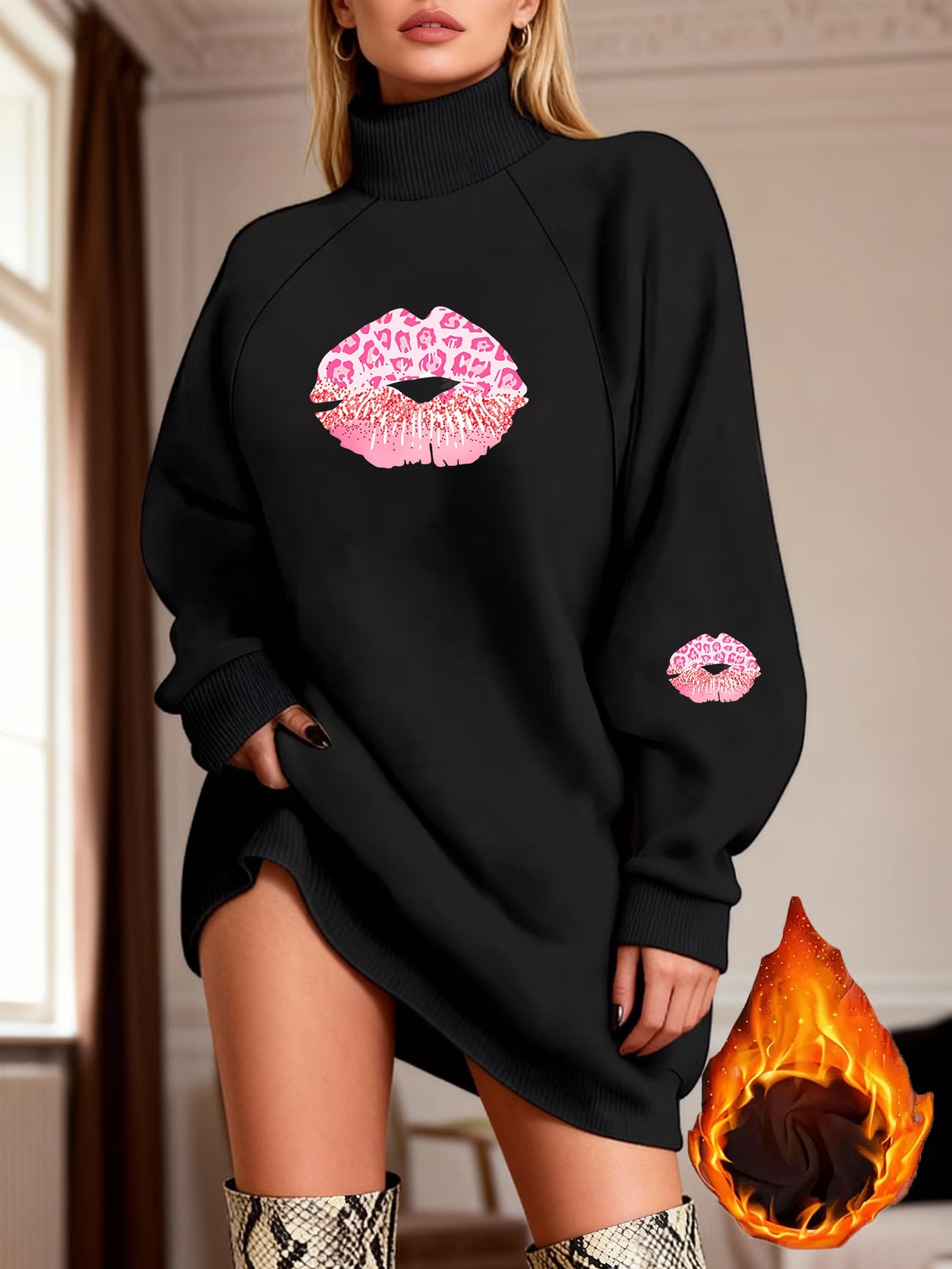 Ladies' Crew Neck Sweatshirt Dress