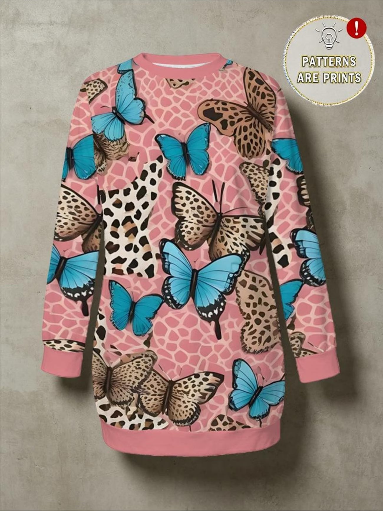 Leopard Butterfly Full Print Loose Sweatshirt