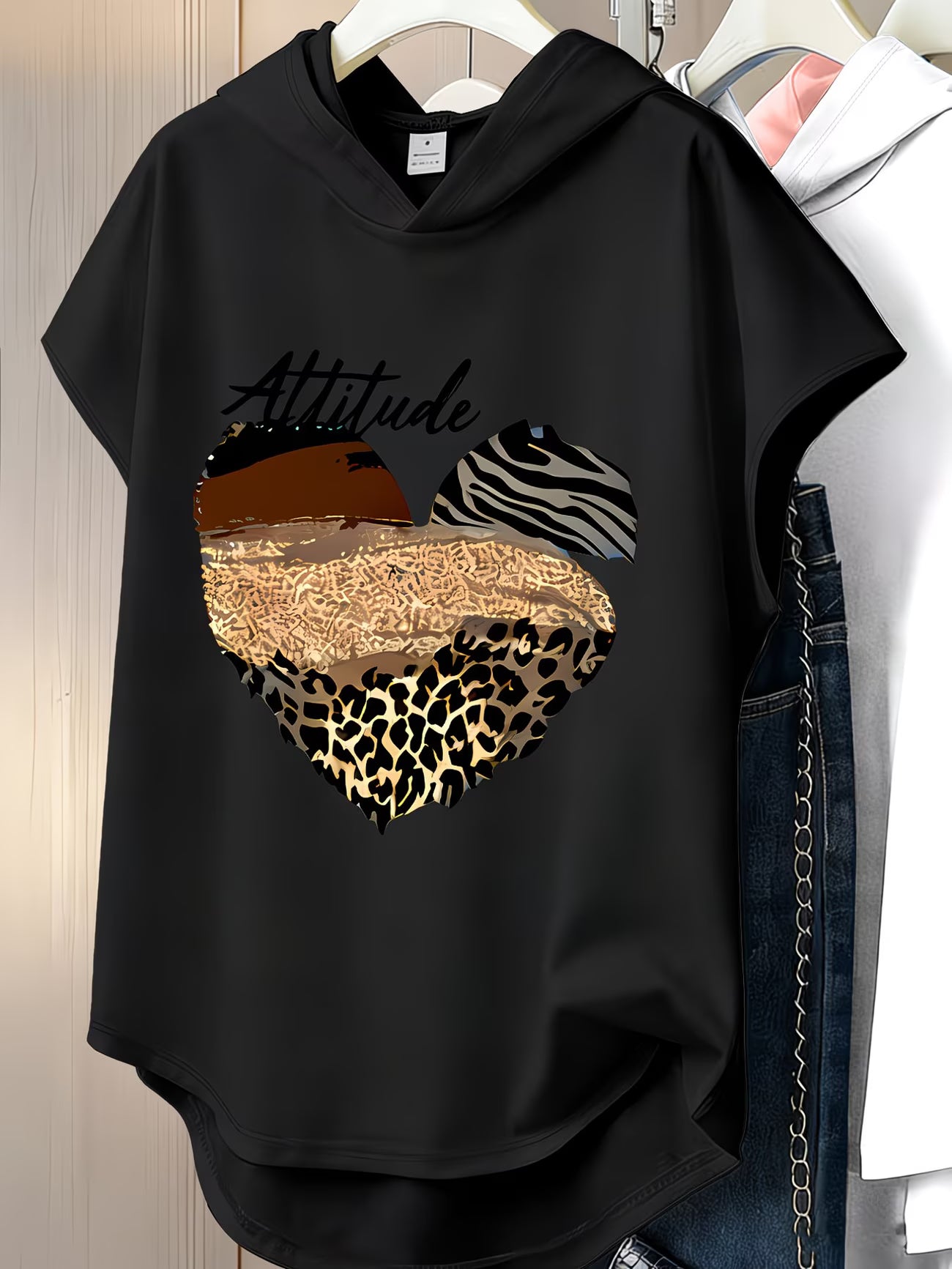 Hooded Short Sleeve T-Shirt — Heart & Wild Print Edition