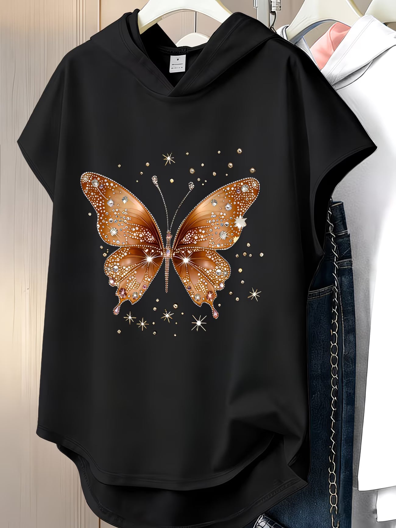 Hooded Butterfly Print T-Shirt — Fashion-Forward Loose Fit