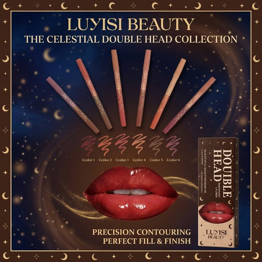 6-Piece Lip Liner Pencil Kit – Matte Nude, Brown & Rose Contour Shades