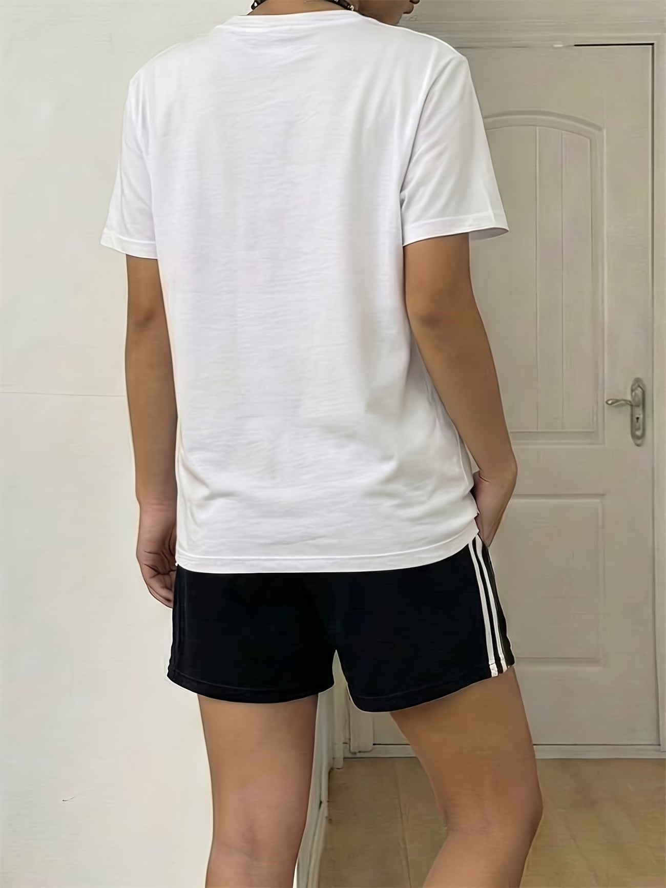 T-Shirt And Shorts Set with a Casual Letter Pattern And Cherry Print