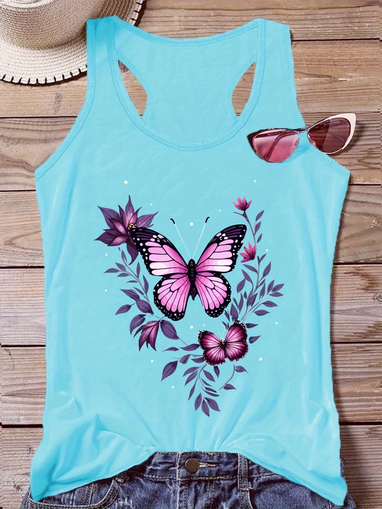 Floral Butterfly Tank Top | Curve Collection