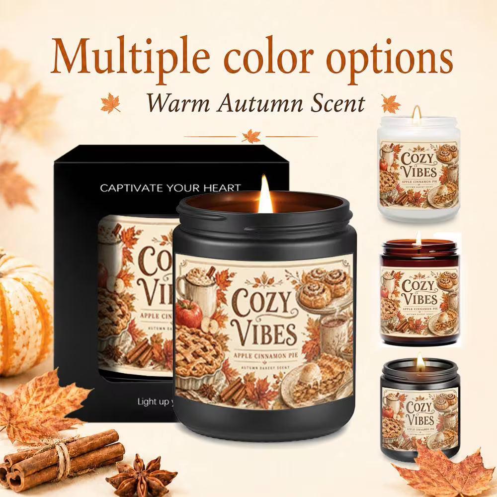 Autumn Pumpkin Vanilla Scented Candle | Vintage Fall Label Glass Jar