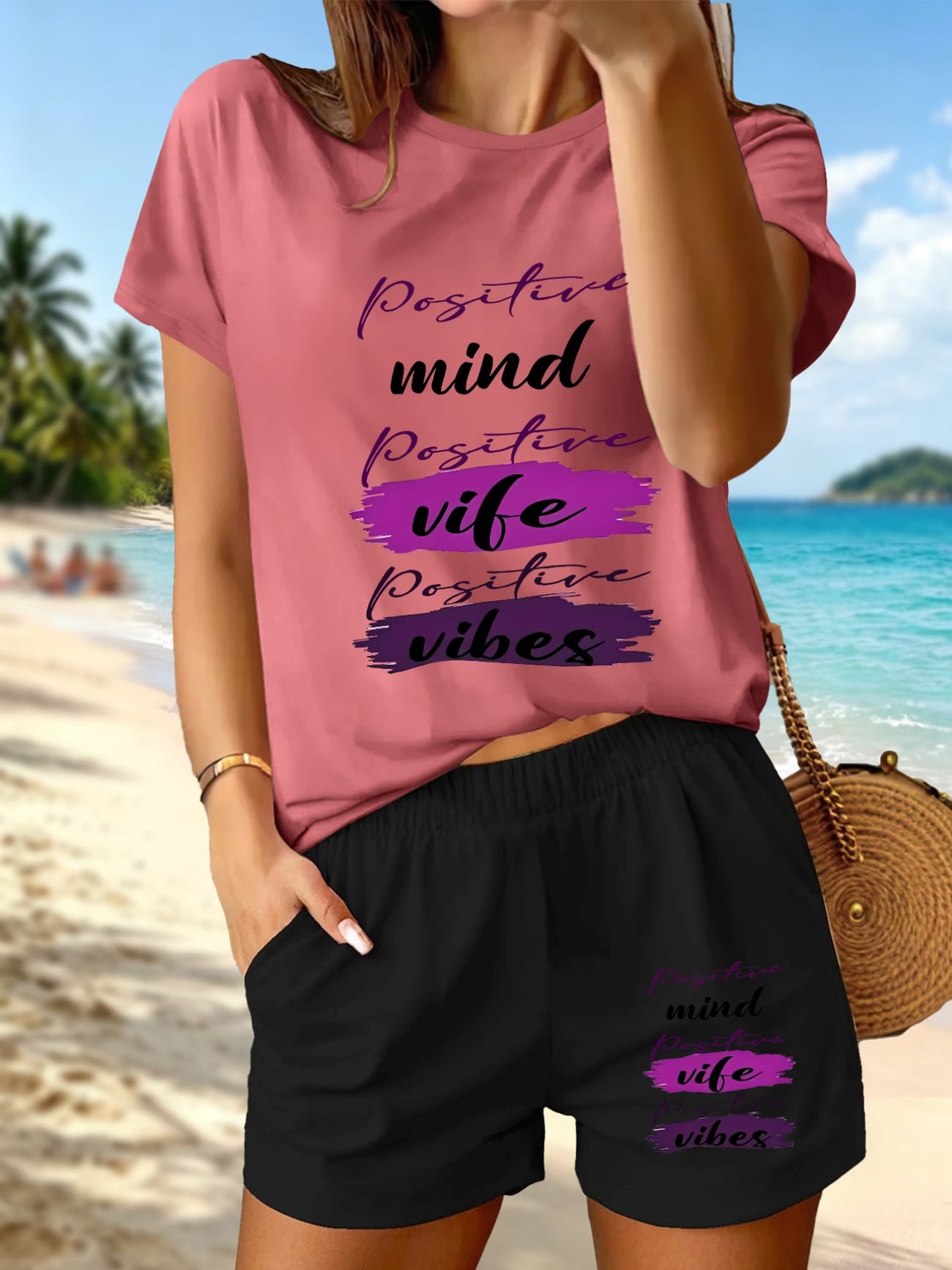 Positive Vibes Co-Ord Set – Tee & Shorts
