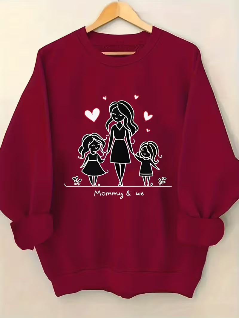A Mother And Her Two Daughters Hold Hands,