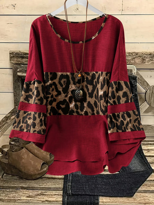 Plus Size Colour Block Random Print Top