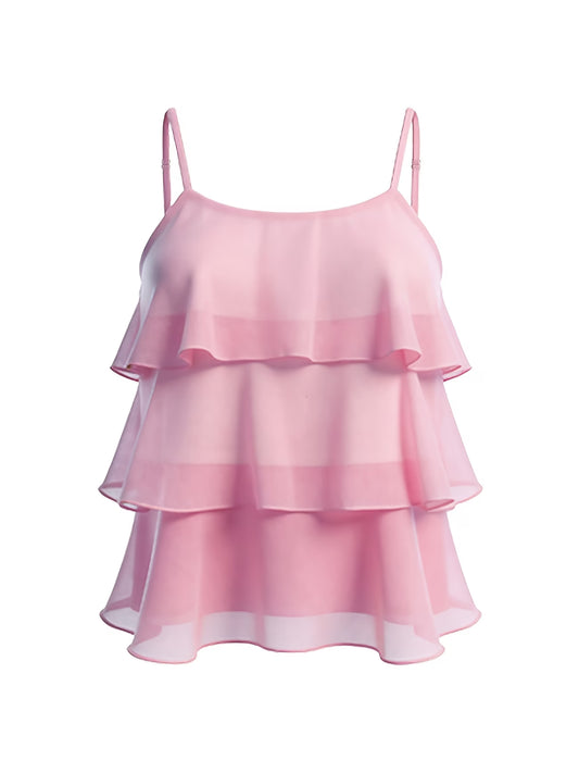 Women's Three-Layer Lotus Leaf Chiffon Sling Dress