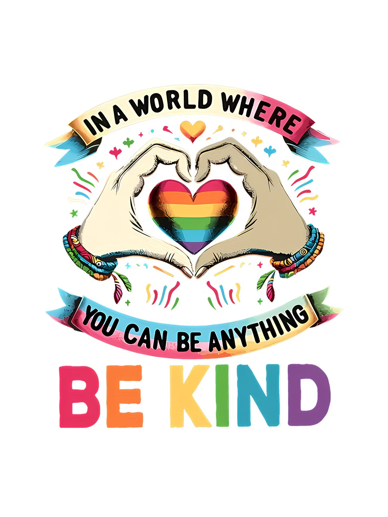 'Be Kind' Heart Graphic Tee — Fun & Colourful Slogan T-Shirt