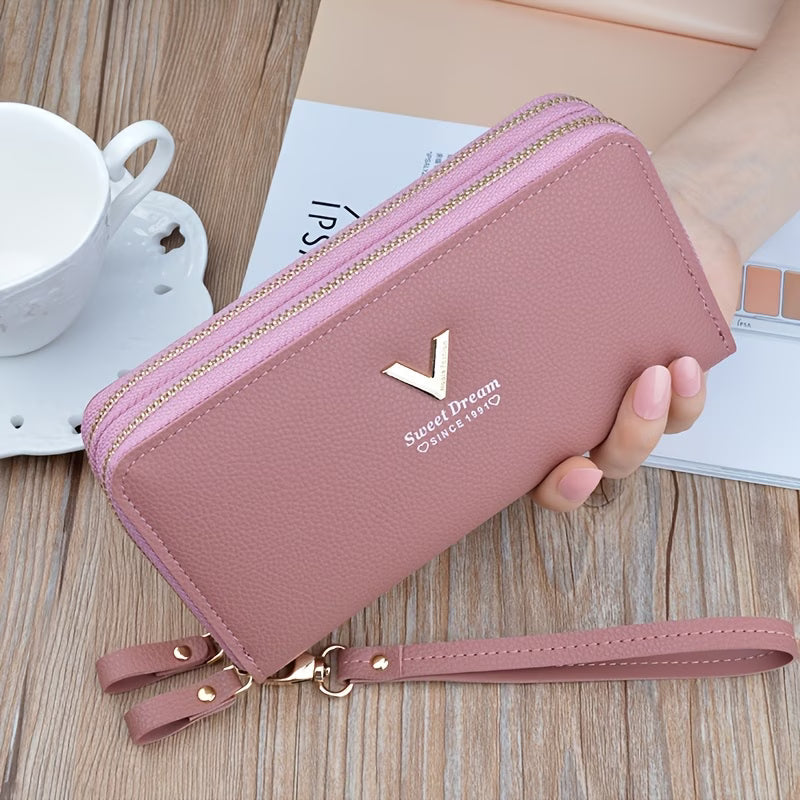 Women's Fashionable Coin Purse – Dual Zipper Wallet with Multi-Card Slots