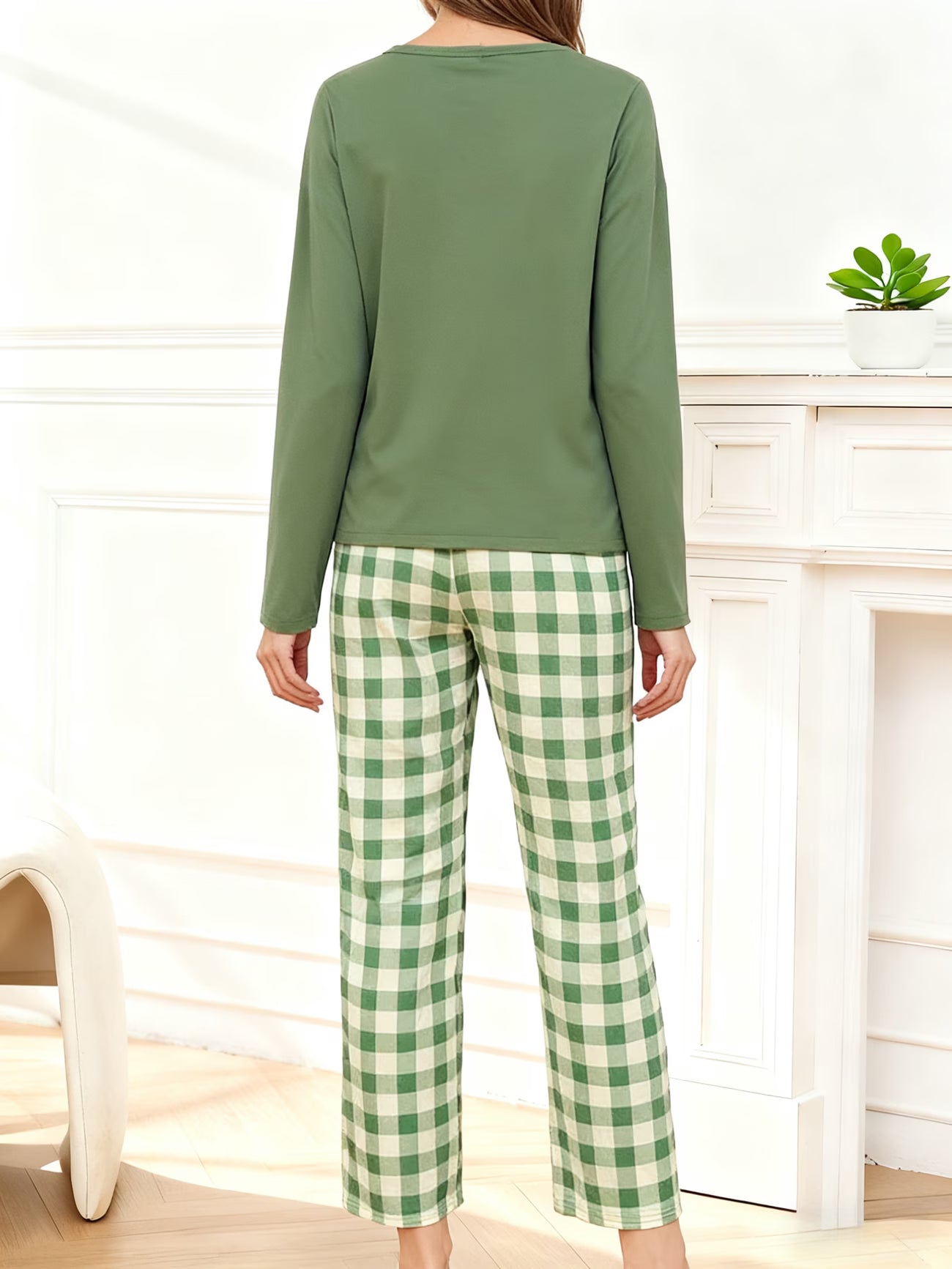 Women'S Long Sleeve Top & Heart Print Pants