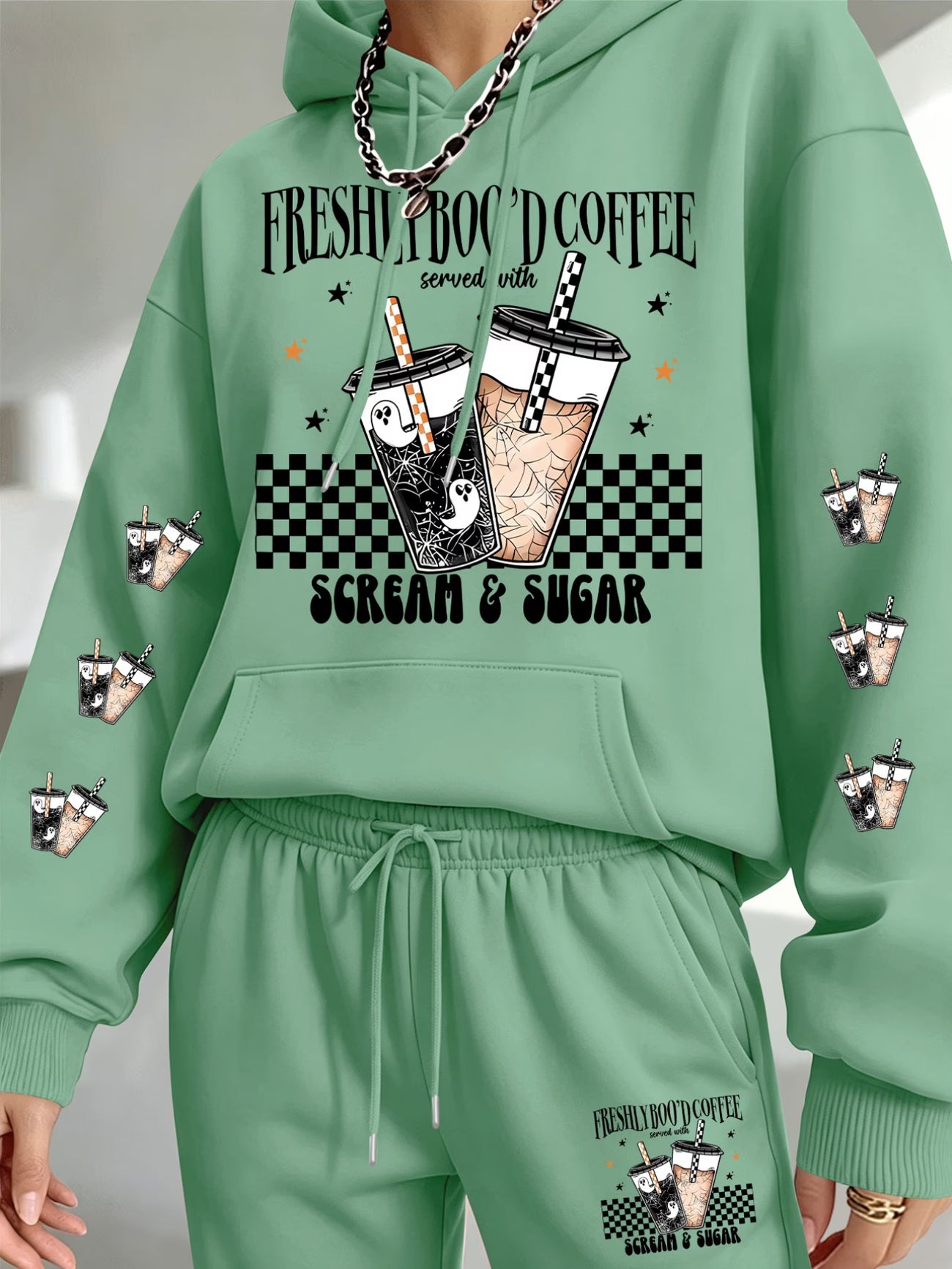 Women's 'Scream & Sugar' Coffee Cup Print Hoodie & Sweatpants Set