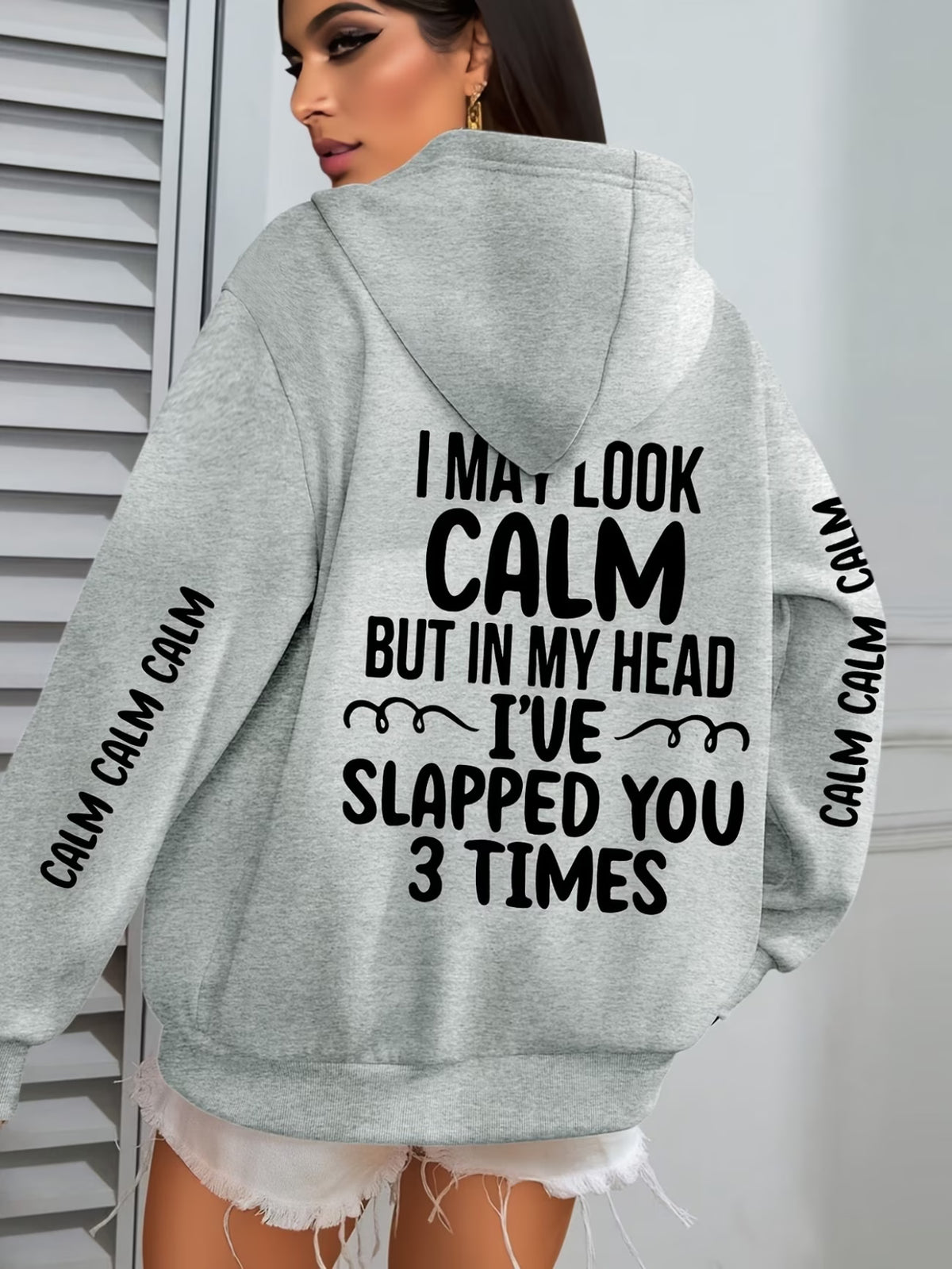 Ladies Humorous Back Print Pullover Hoodie
