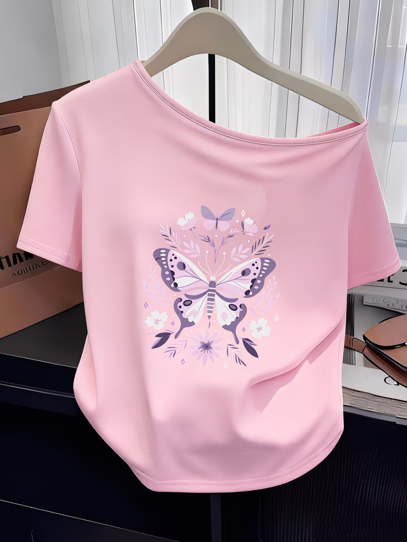 Butterfly & Floral Dream Print T-Shirt