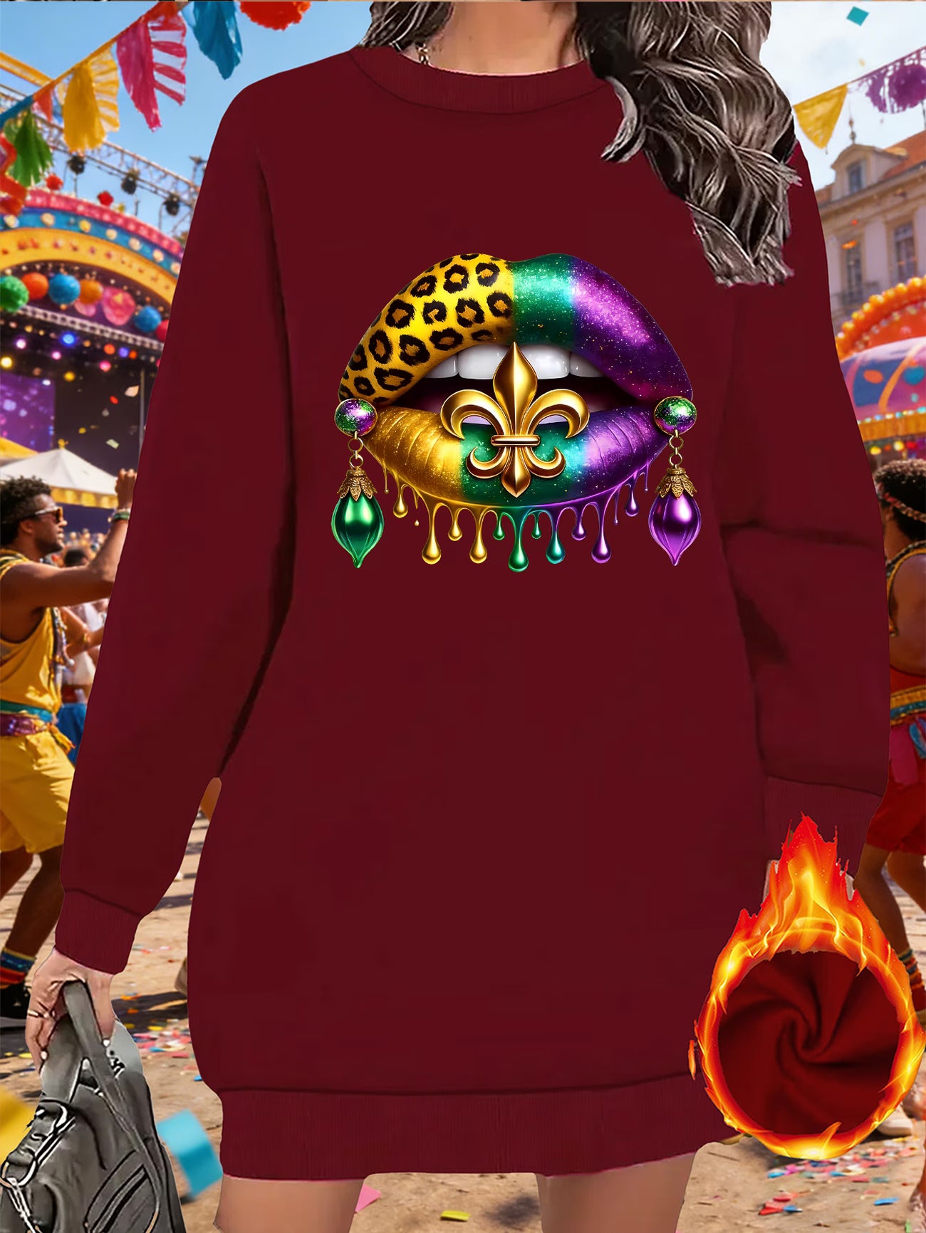Long Sleeve Top Fleece Sweatshirt Dress