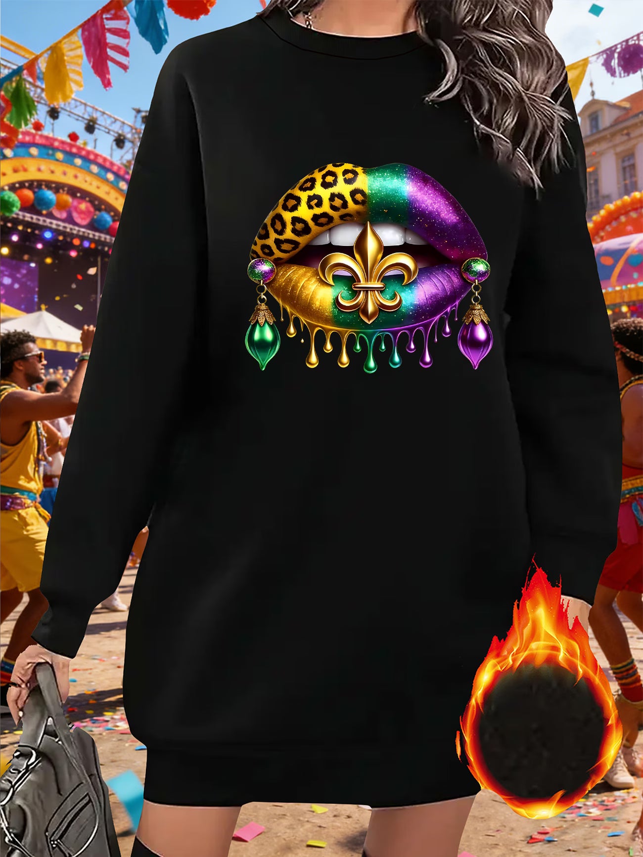 Long Sleeve Top Fleece Sweatshirt Dress
