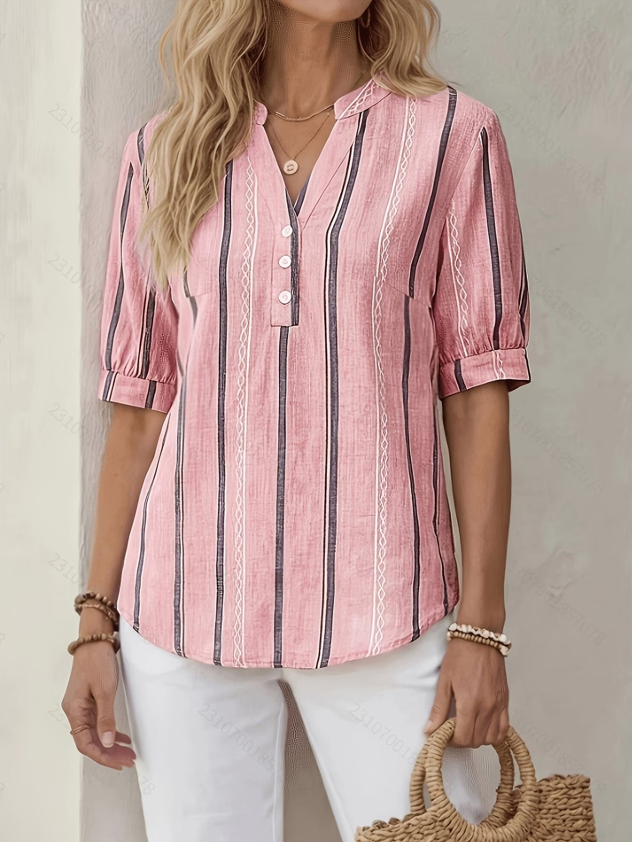 Women's Relaxed Loose Fit V-Neck Shirt