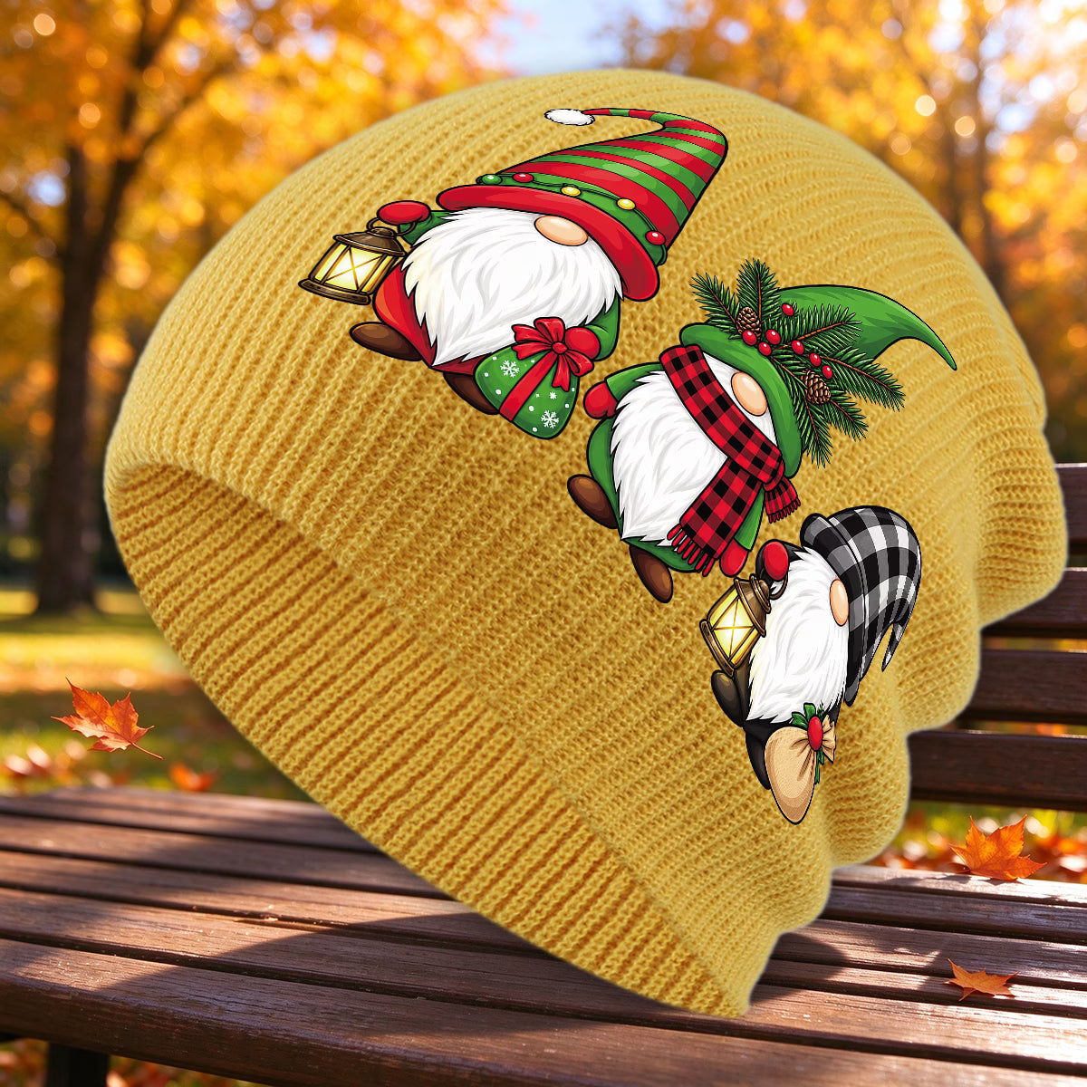 Christmas Gnome Print Unisex Winter Beanie