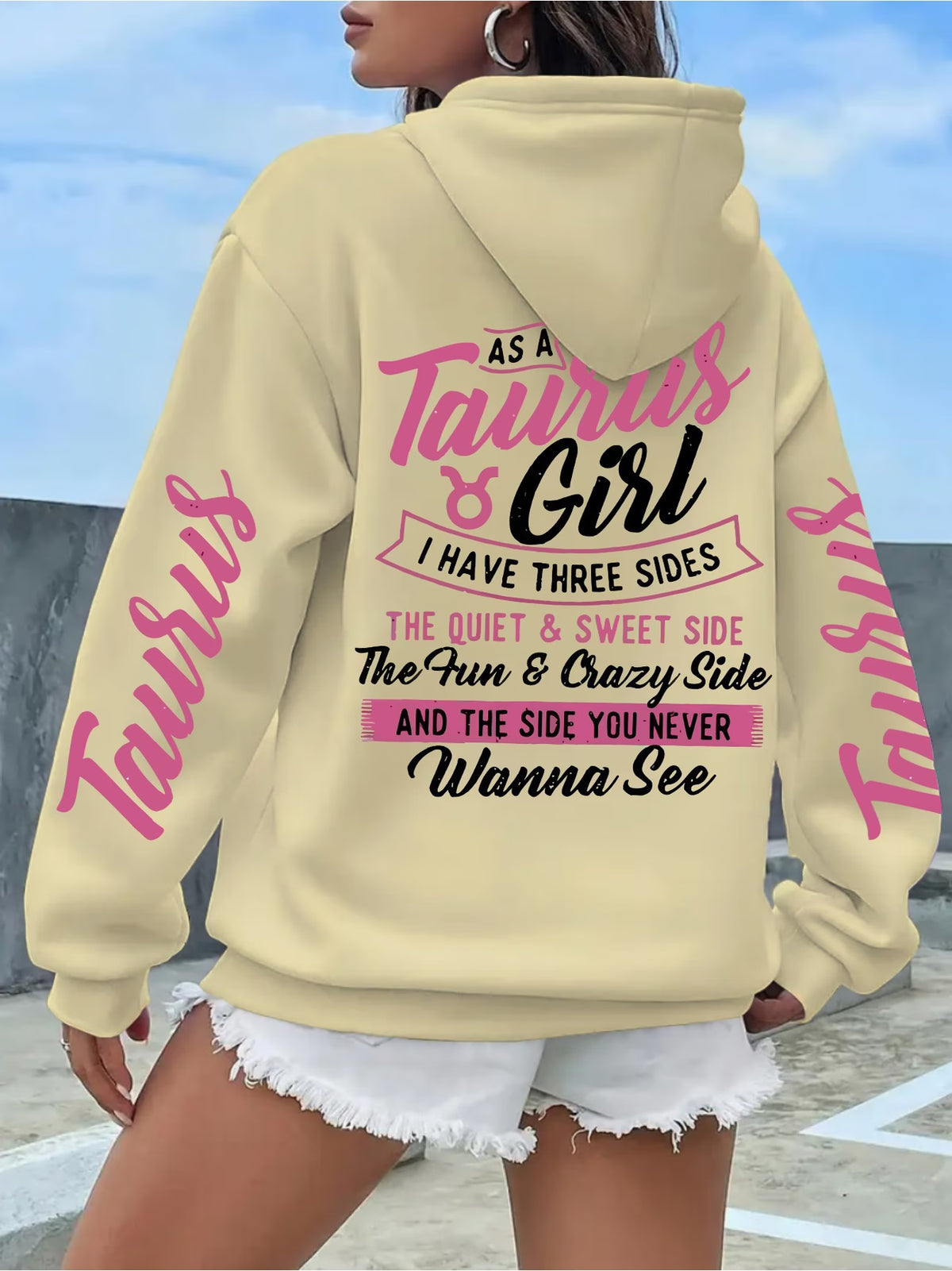 Ladies "Taurus" Letter Pattern Printed Sweater