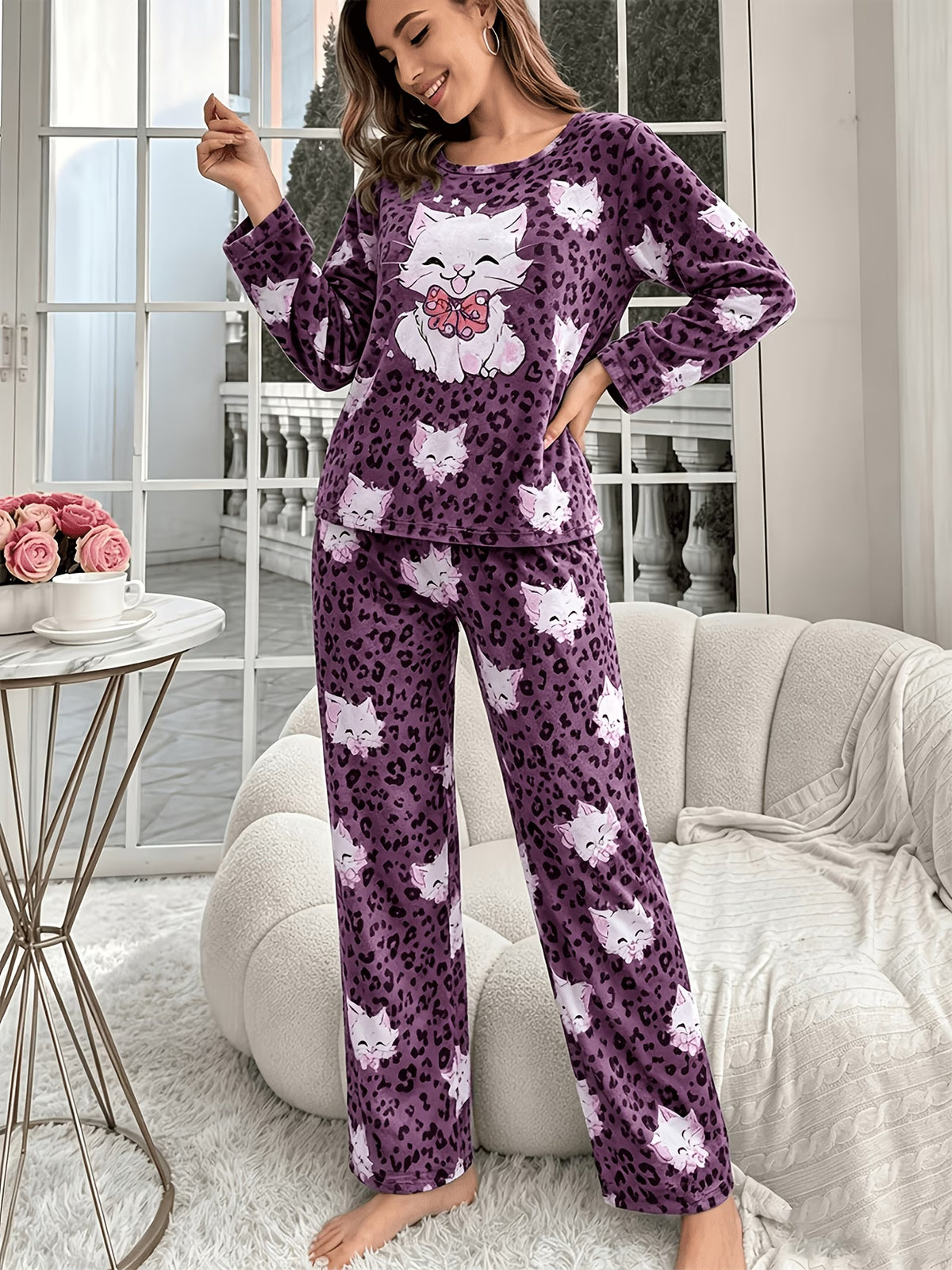Women's Purple Long Sleeve Pyjama Set