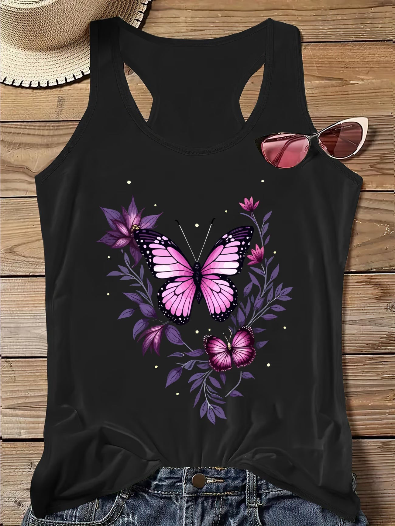 Floral Butterfly Tank Top | Curve Collection