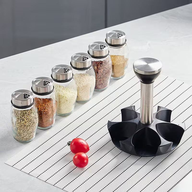 6-Jar Revolving Spice Rack Organizer Holder,