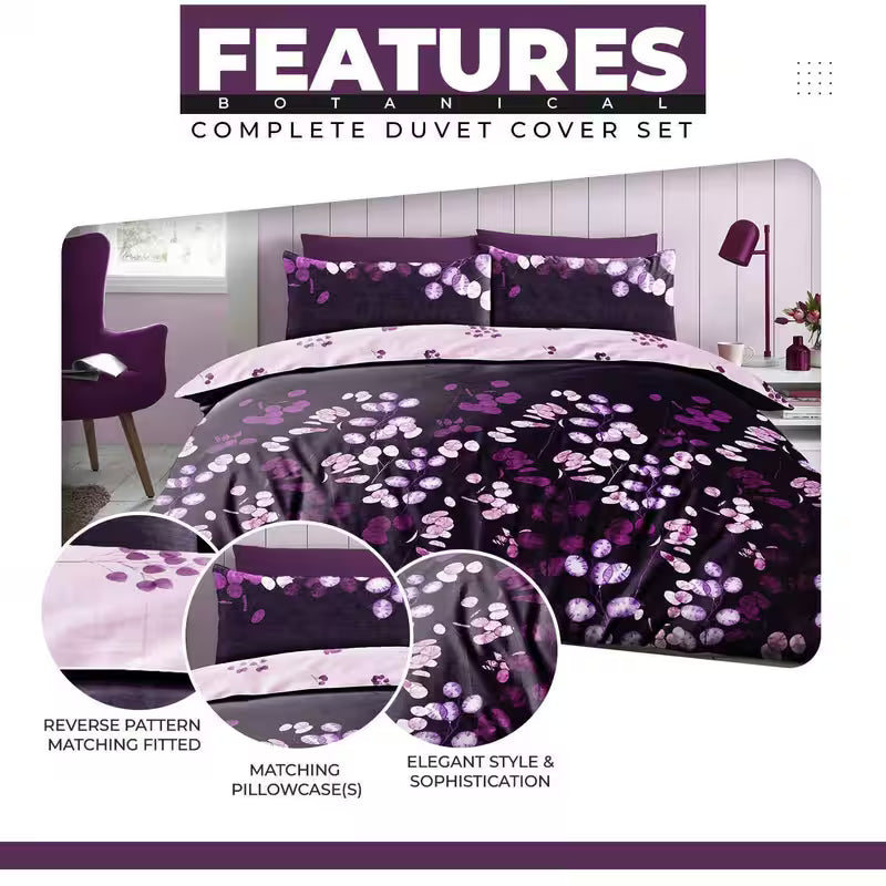 Super Dreamer 4-Piece Reversible Botanical Bedding Set