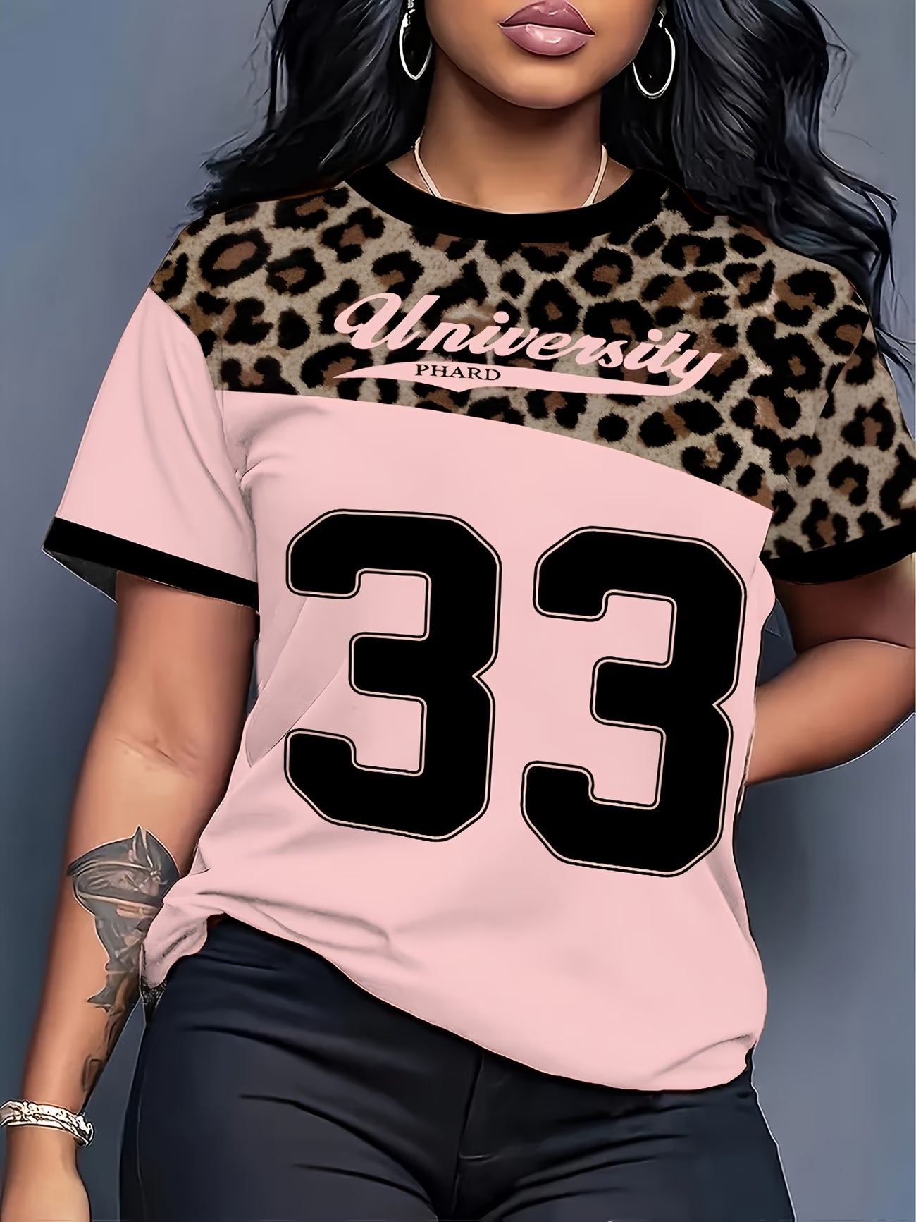 Women's Number 33 Full-Body Print Short Sleeve T-Shirt