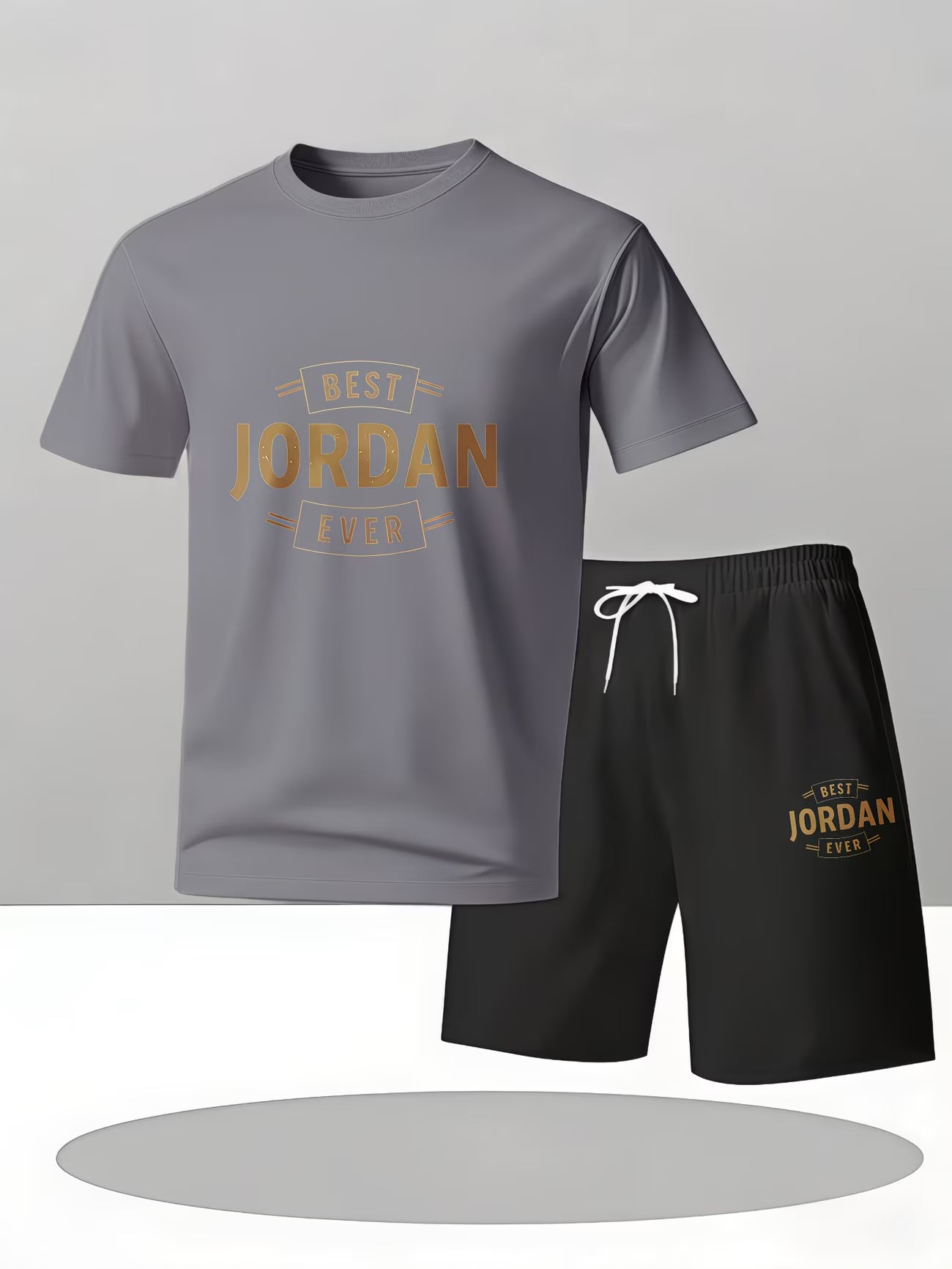 Men's Casual Sporty Matching Set – 'Best Ever' Slogan Print T-Shirt & Shorts