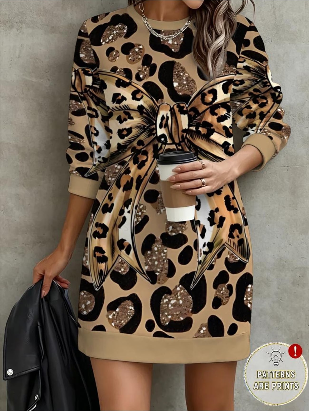 Leopard Butterfly Print Bow Sweatshirt