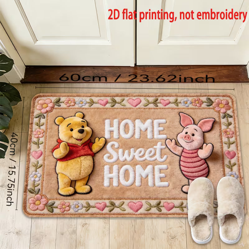 Disney Winnie The Pooh & Piglet Doormat – Soft Flannel Floor Mat